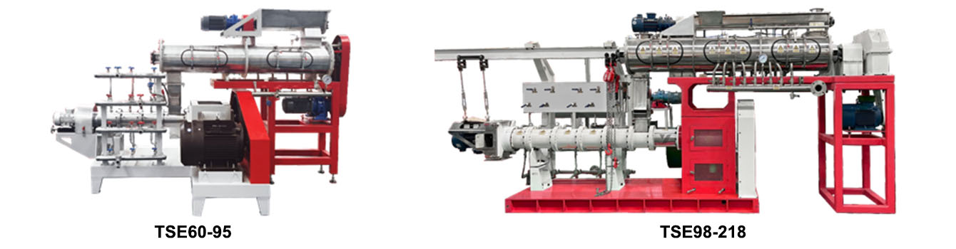 Twin screw wet way floating fish feed extruder