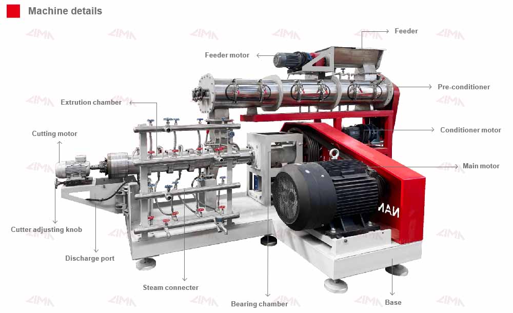 wet way floating fish feed extruder